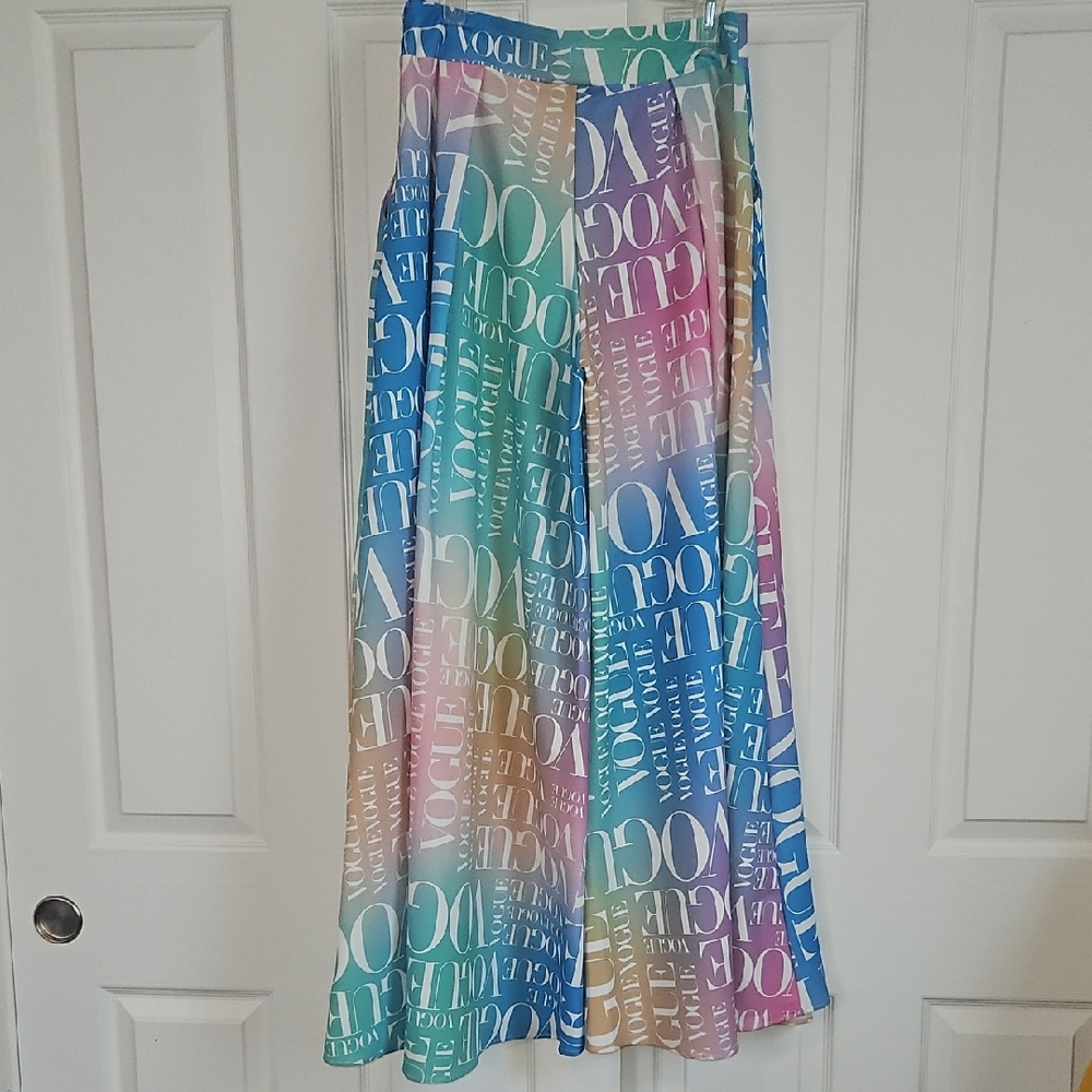 Vogue Multicolor Wide Leg Palazoo Pants - Picture 2 of 3